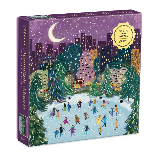 Good Puzzle Co. Merry Moonlight Skaters puslespil 500 brikker jul