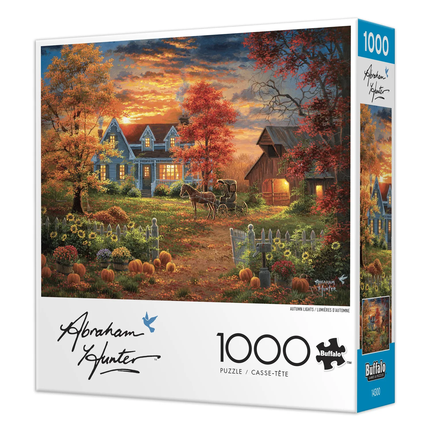 Buffalo Games Abraham Hunter Autumn Lights puslespil 1000 brikker hytte