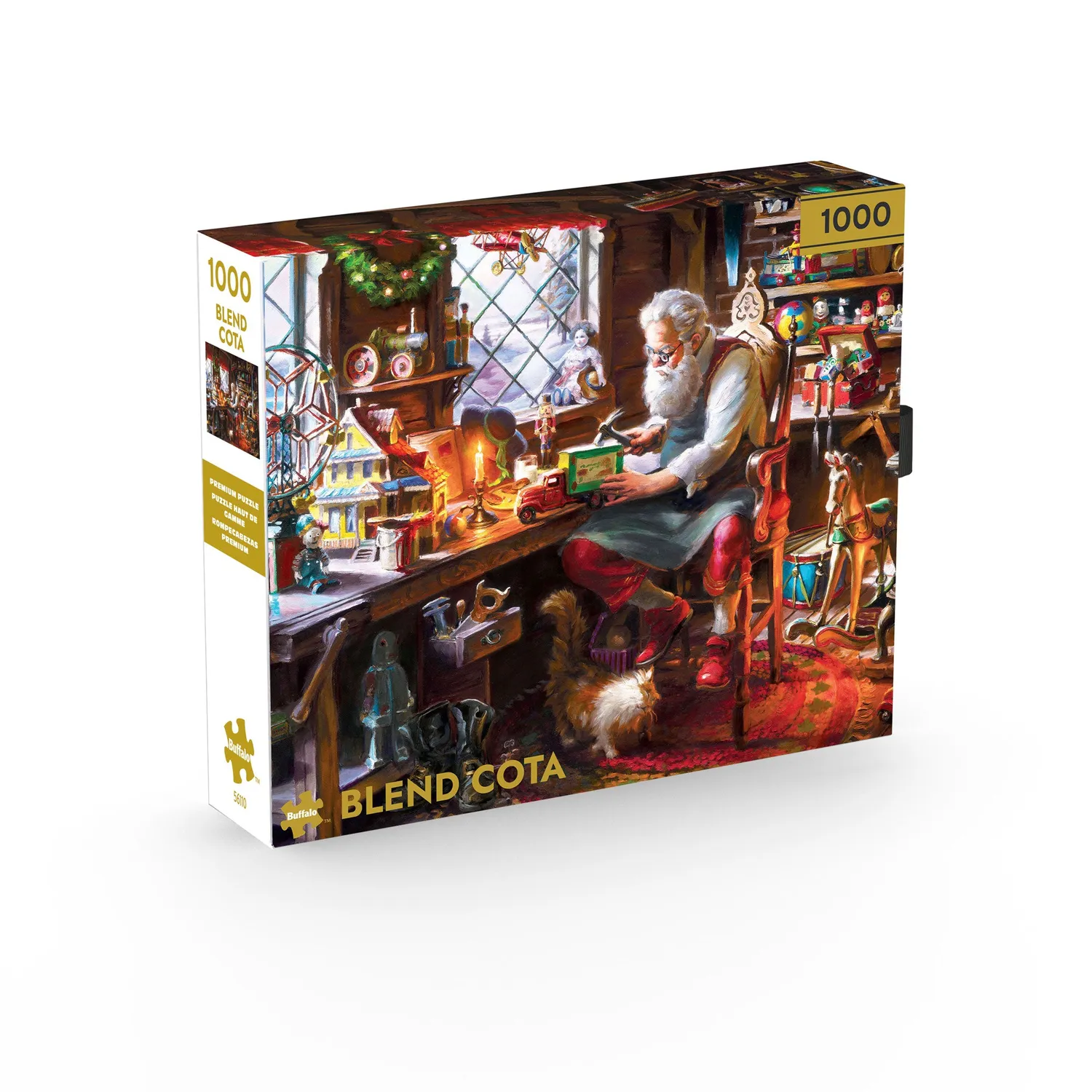 Buffalo Games Gold Santa in His Workshop puslespil 1000 brikker jul