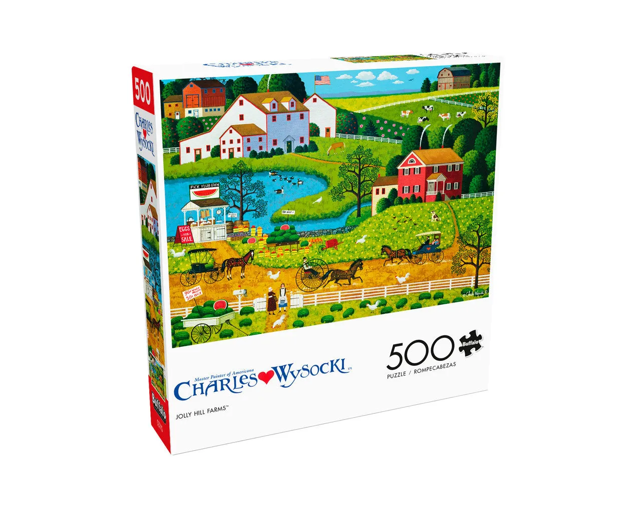 Buffalo Games Americana Jolly Hill Farms puslespil 500 brikker gårdmotiv
