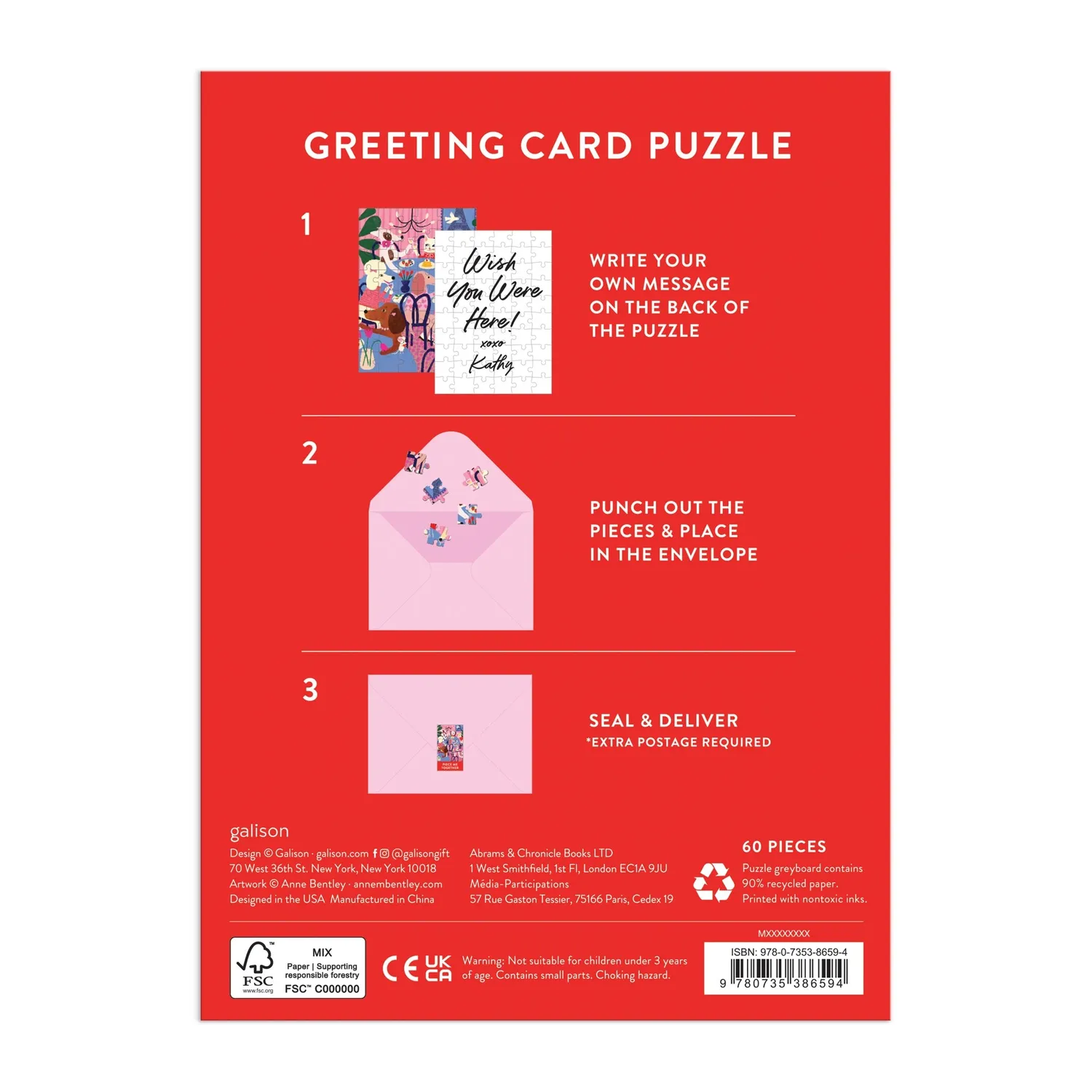 Good Puzzle Co. Paws for Love lykønskningskort puslespil 60 brikker