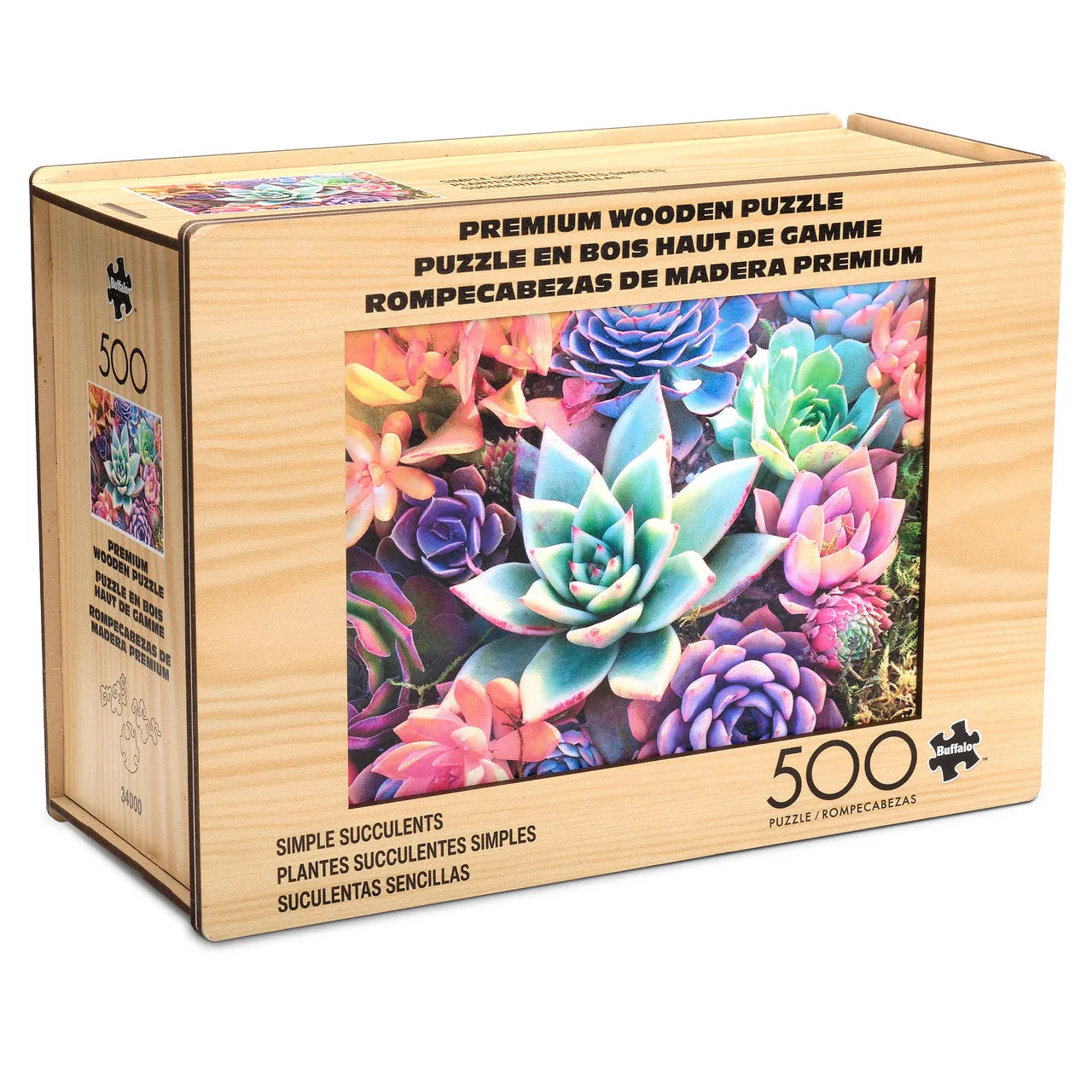 Buffalo Games Wood Simple Succulents træpuslespil 500 brikker blomst