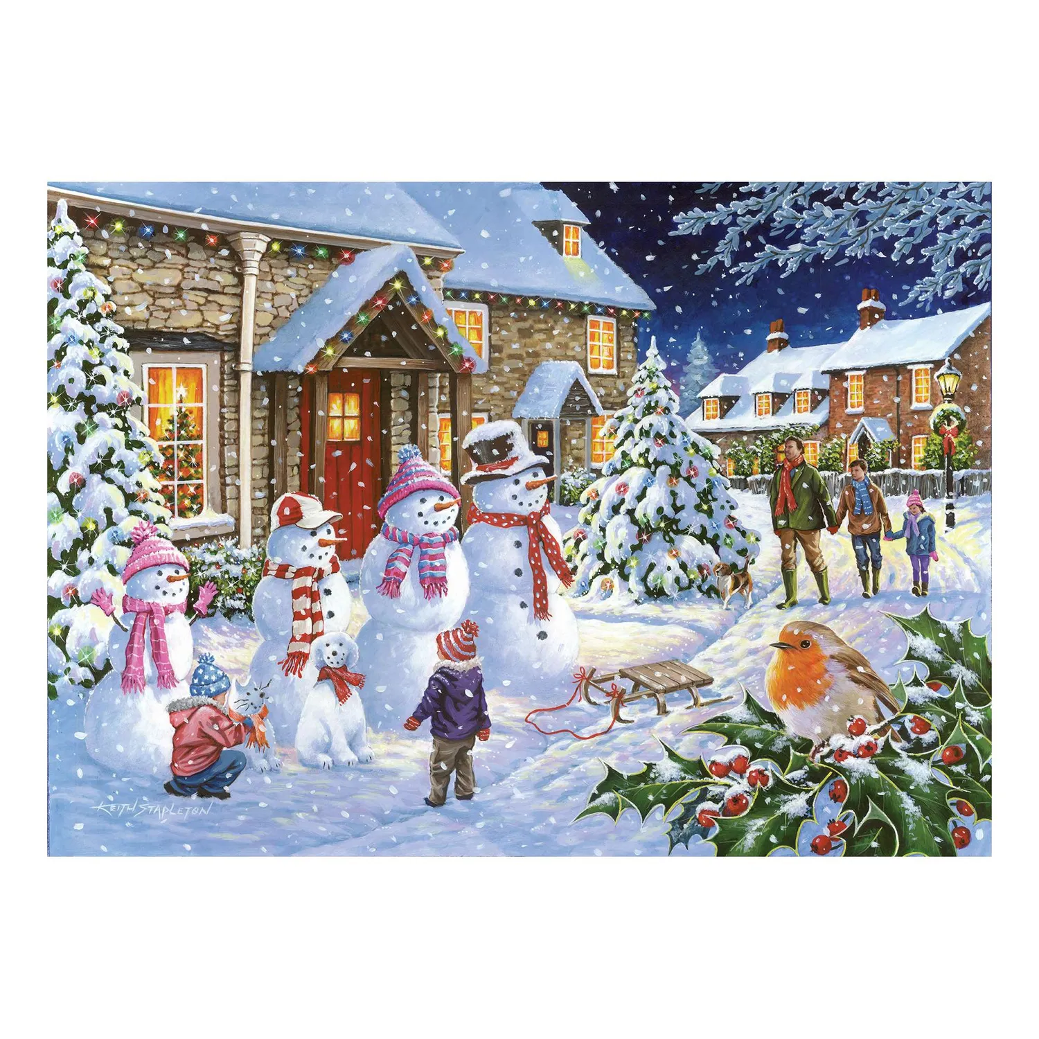 House of Puzzles Let It Snow puslespil 4 x 500 brikker vinter