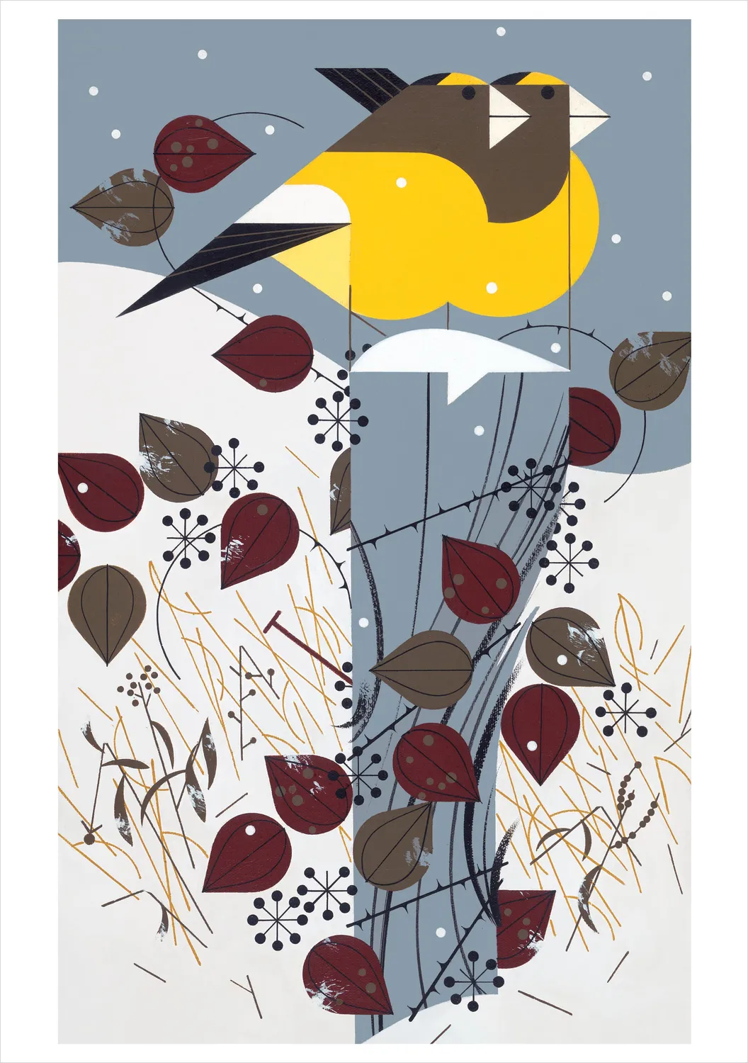 Pomegranate Charley Harper Birds julekort 20 stk vinterfugle