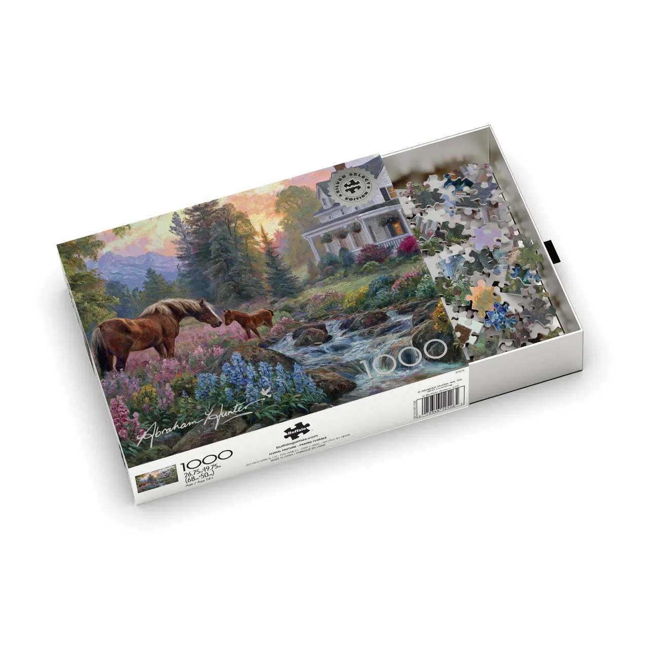 Buffalo Games Silver Select Floral Pasture puslespil 1000 brikker solnedgang