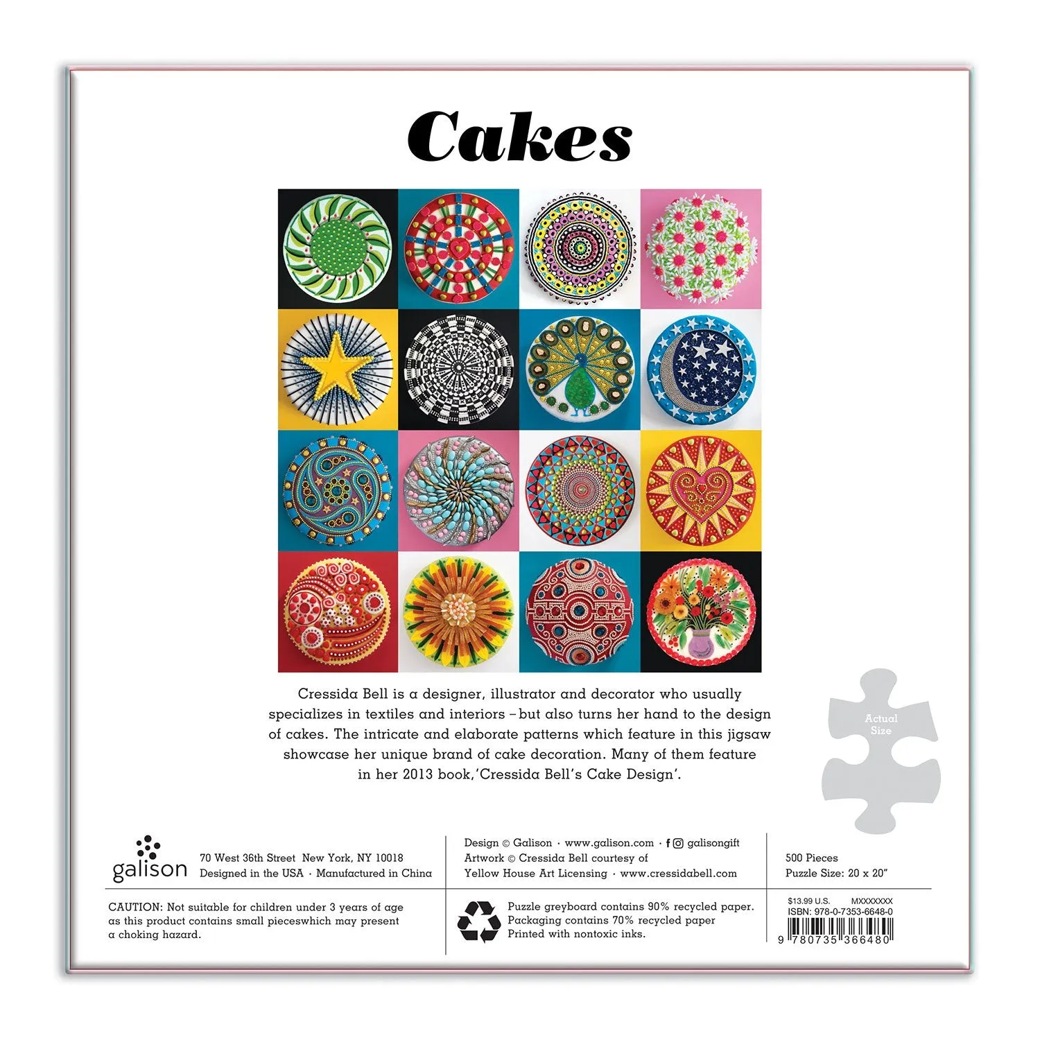 Galison Cakes puslespil 500 brikker kager guldfolie