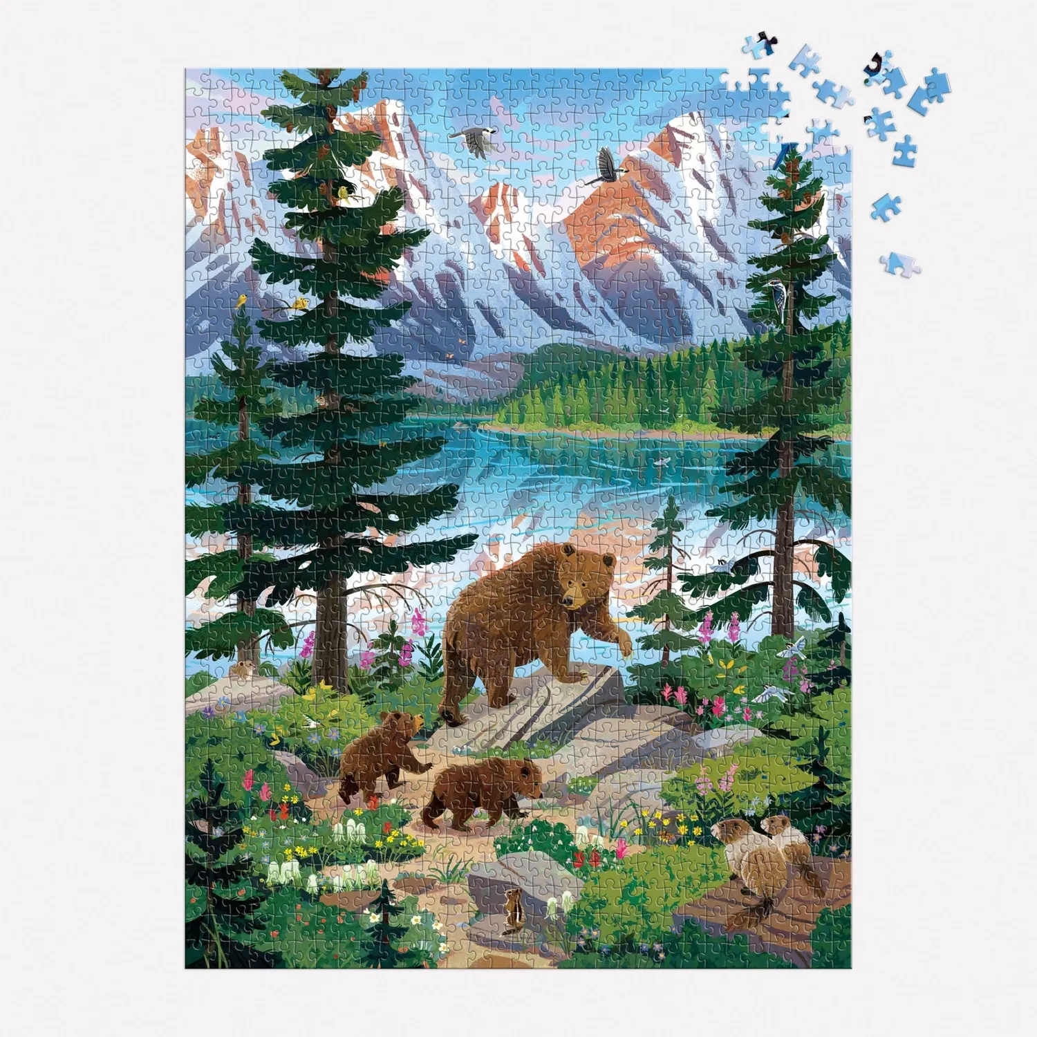 Good Puzzle Co. Valley of the Peaks puslespil 1000 brikker bjergsø