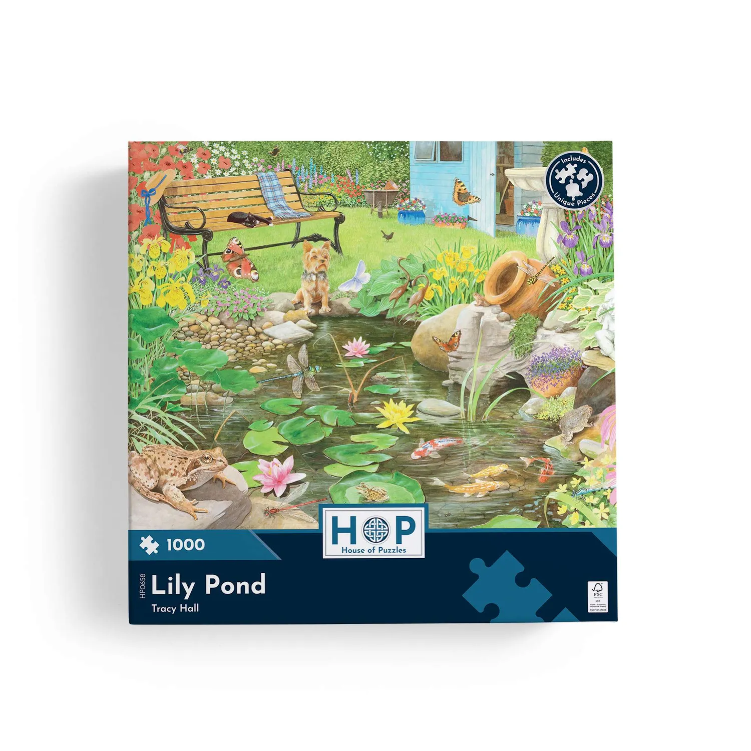House of Puzzles Lily Pond puslespil 1000 brikker blomster