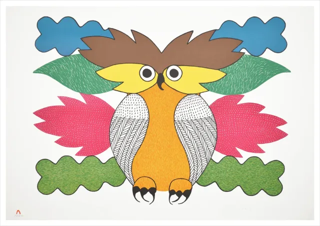 Pomegranate Kenojuak Ashevak Spirit of the Owl fødselsdagskort