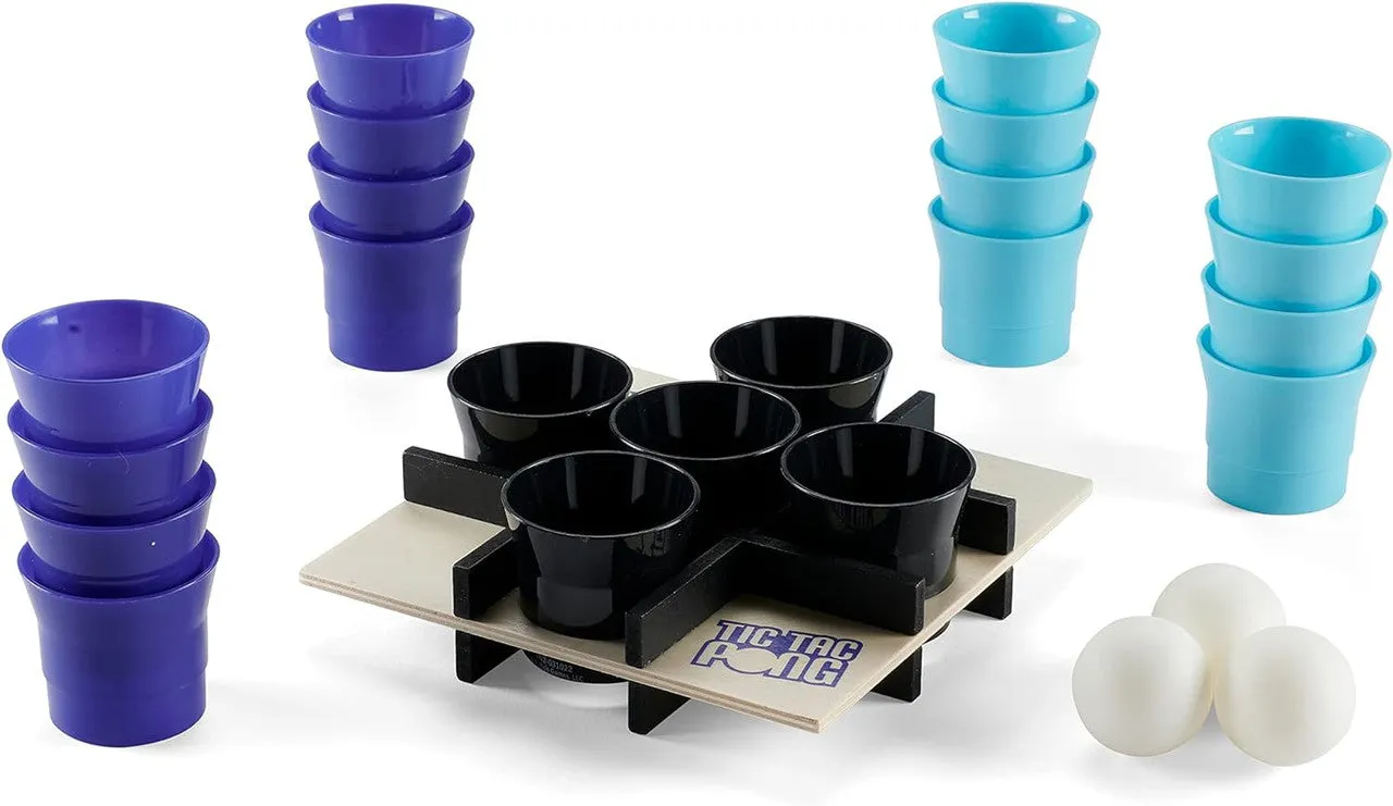 Buffalo Games Tic Tac Pong spil 3D kryds og bolle med kopper