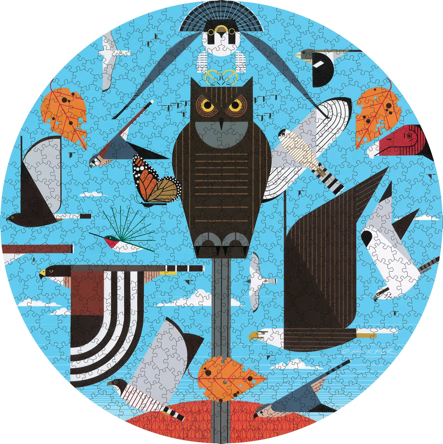 Pomegranate Charley Harper Hawk Mountain puslespil 500 rund