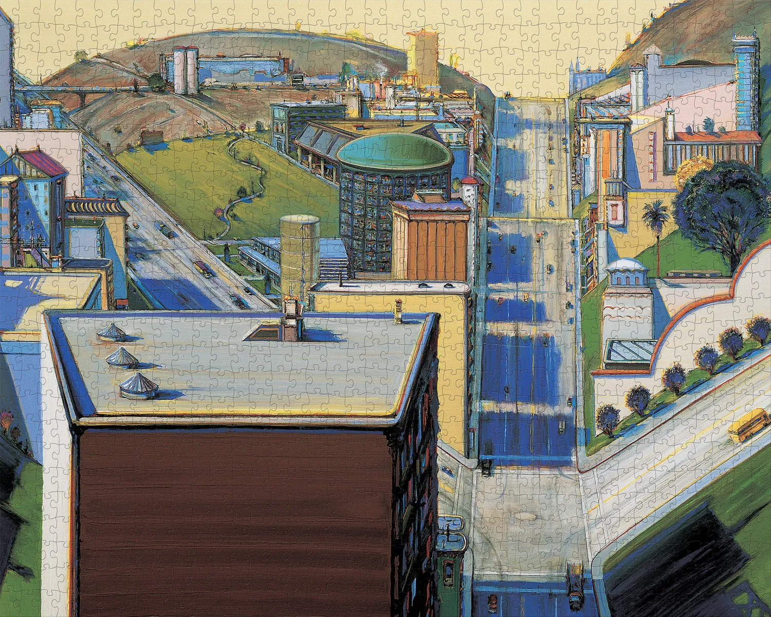 Pomegranate Wayne Thiebaud Valley Streets puslespil 1000 bymotiv