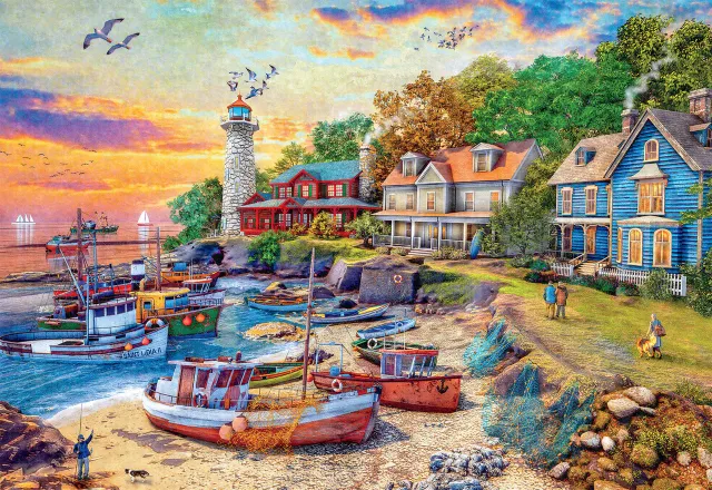 Buffalo Games American Harbor Town puslespil 2000 brikker havn