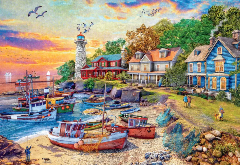 Buffalo Games American Harbor Town puslespil 2000 brikker havn