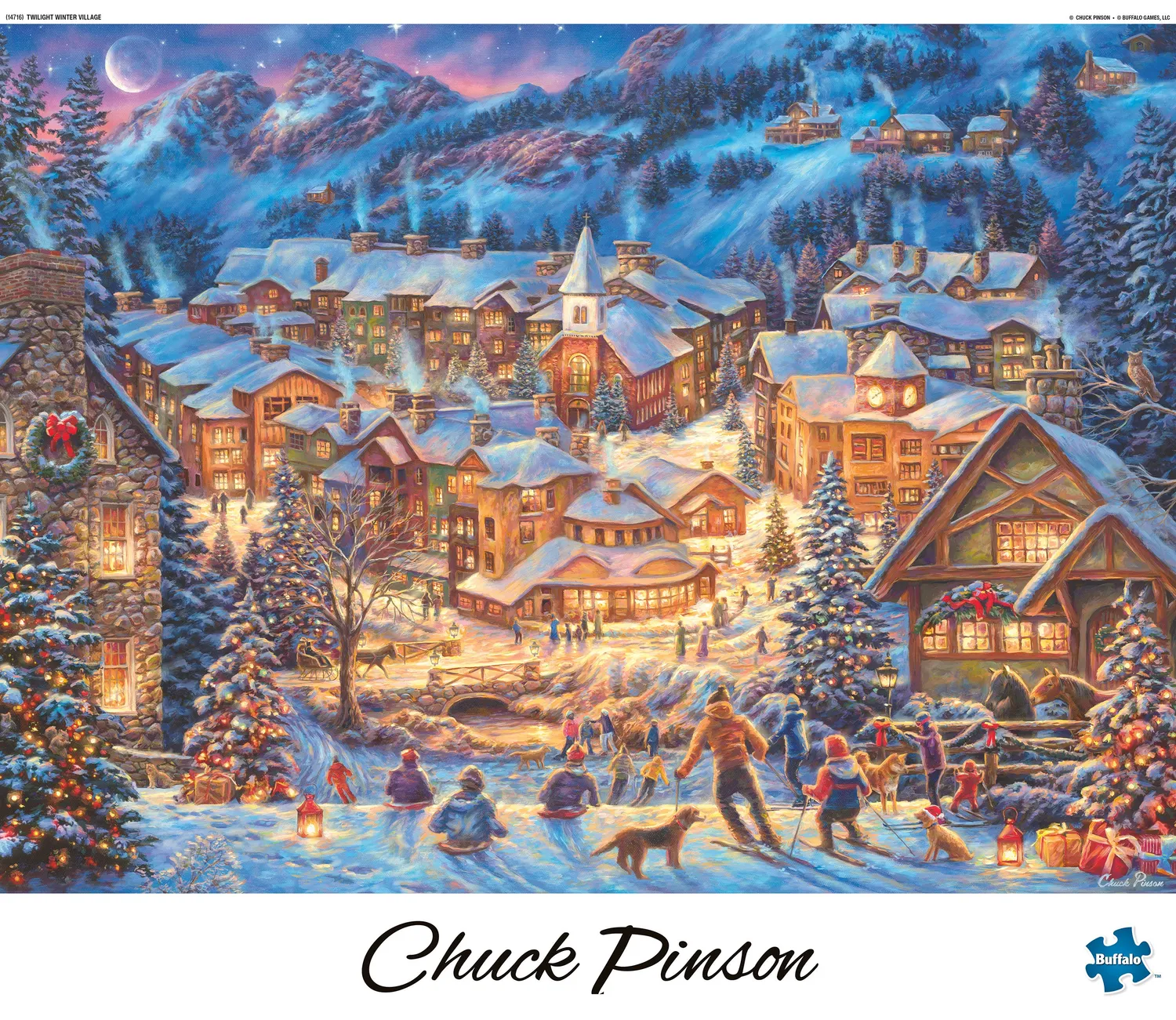 Buffalo Games Sapphire Twilight Winter Village puslespil 1000 brikker jul