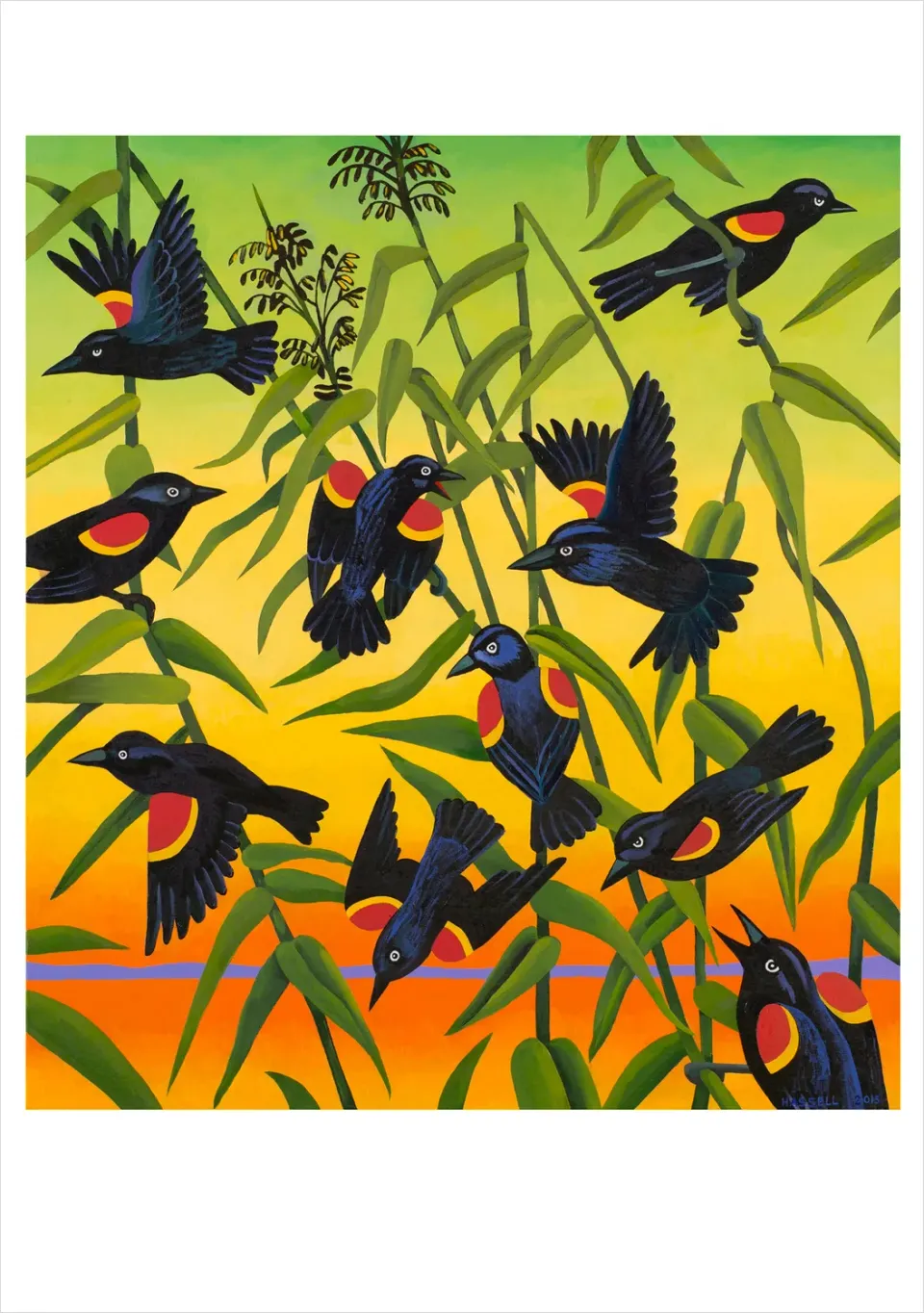Pomegranate Red-Wing Blackbirds kort enkelt fuglemotiv