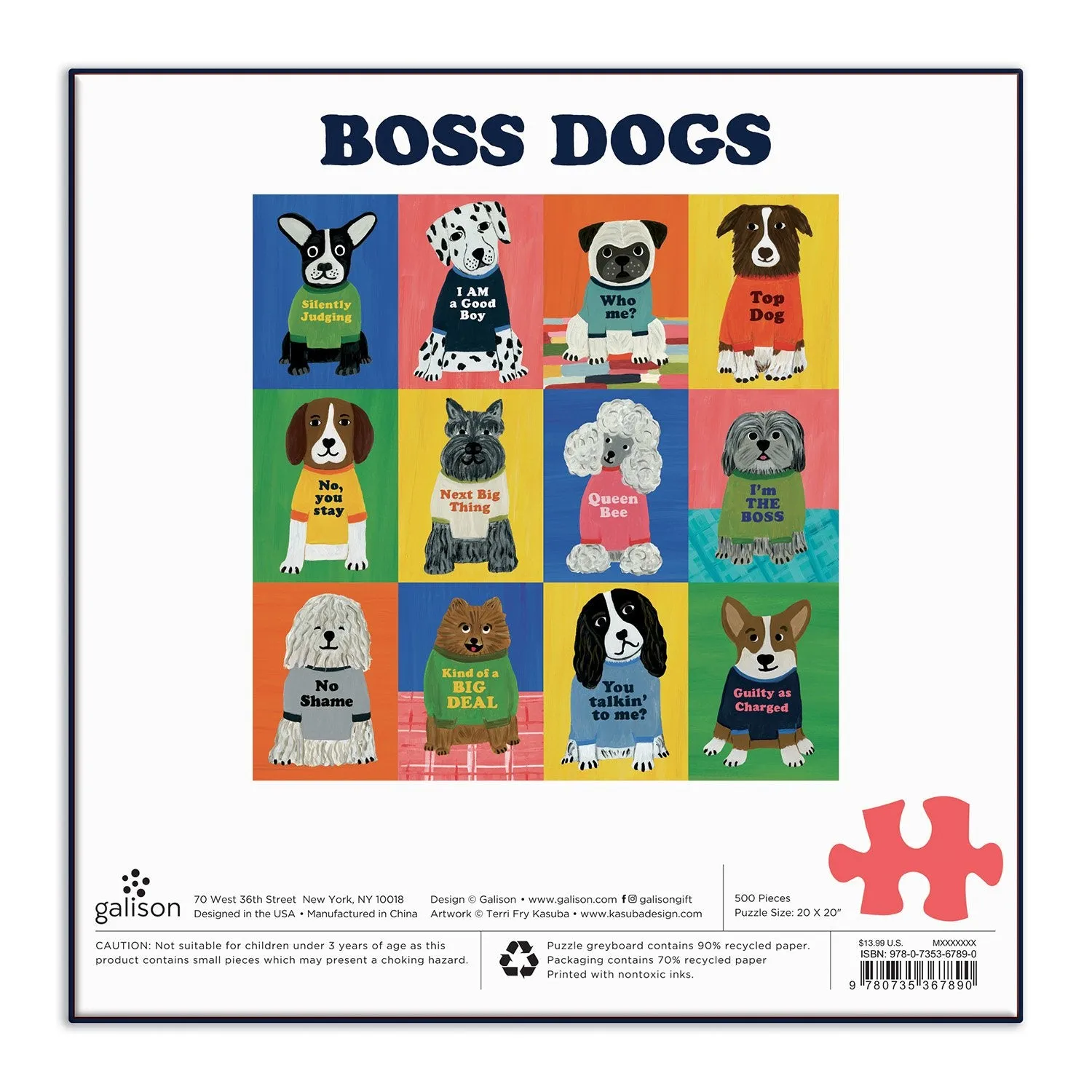 Galison Boss Dogs puslespil 500 brikker familie hunde