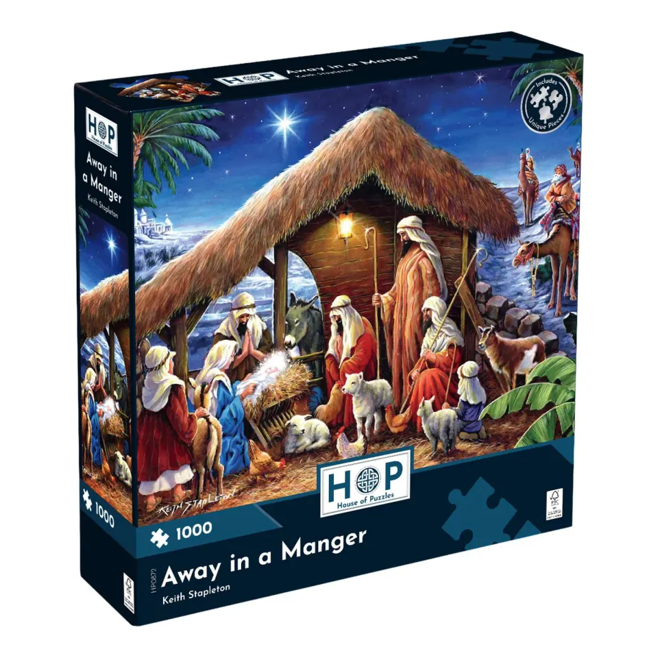 House of Puzzle Away in a Manger puslespil 1000 brikker jul