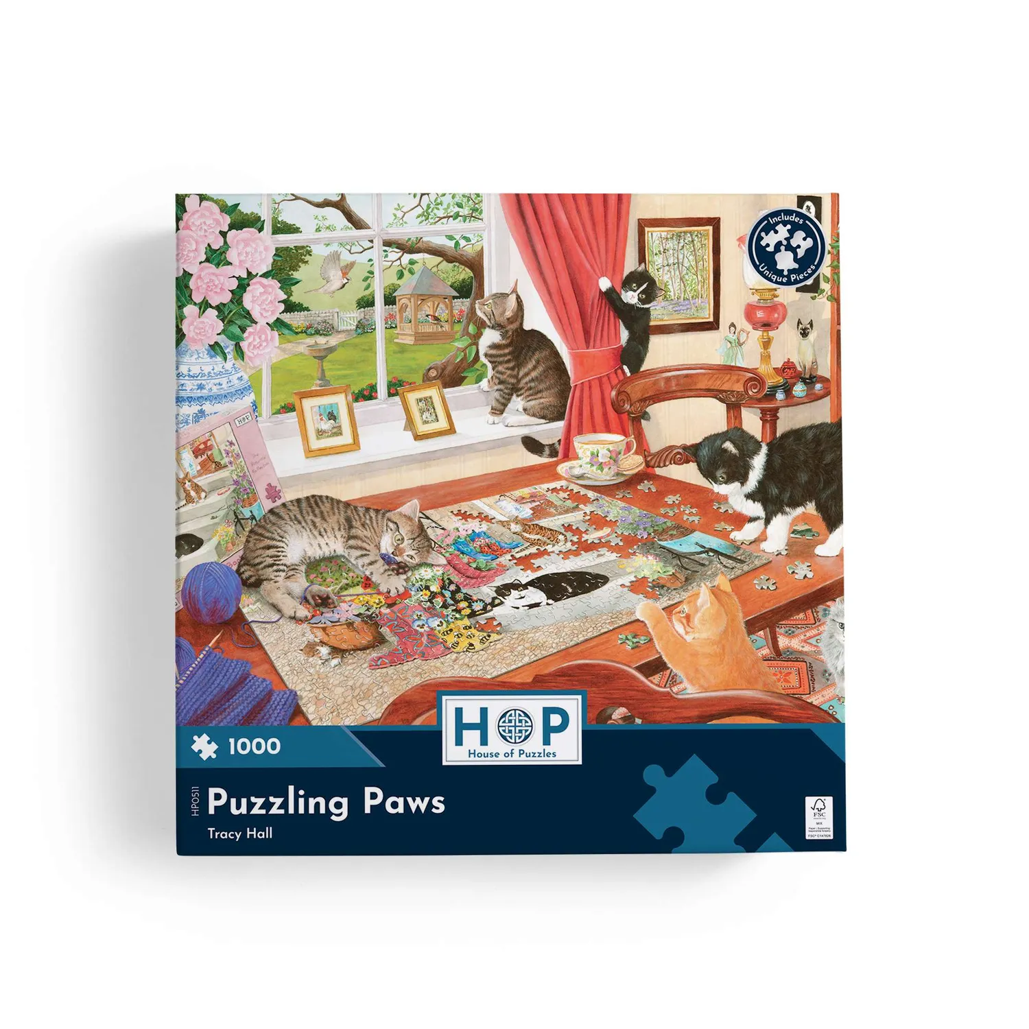 House of Puzzle Puzzling Paws puslespil 1000 brikker katte hunde