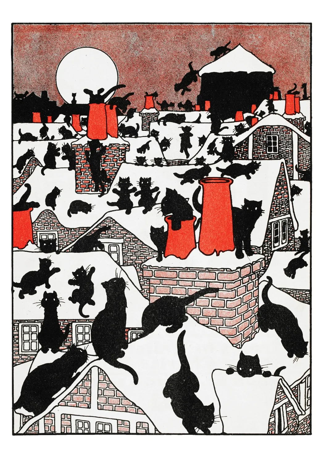 Pomegranate Charles Robinson Black Cat julekort små katte