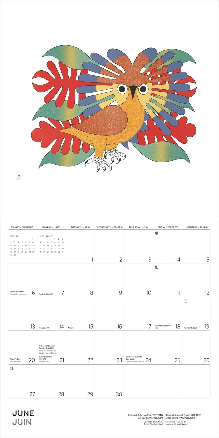 Pomegranate Kenojuak Ashevak vægkalender 2027 inuit