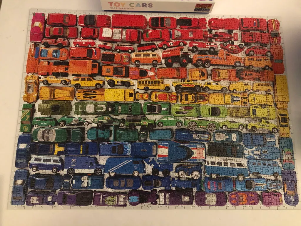 Galison Rainbow Toy Cars puslespil 1000 brikker legetøjsbiler