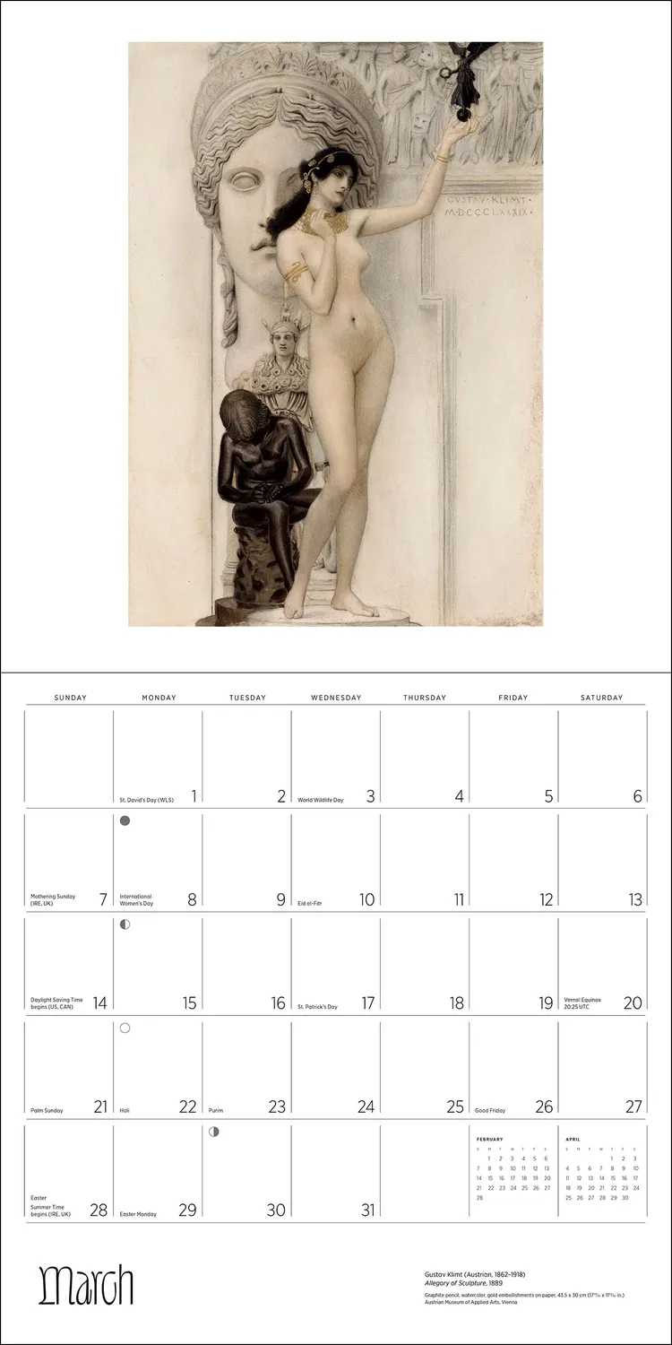 Pomegranate Gustav Klimt vægkalender 2027 kunst