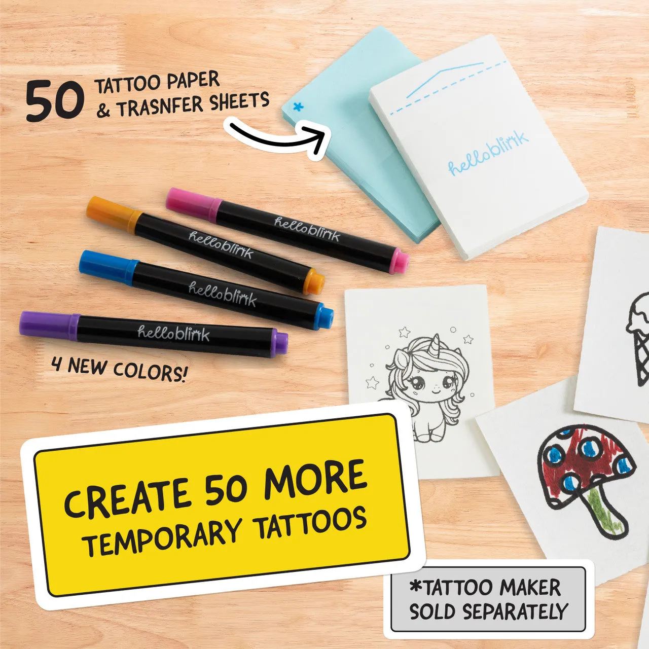 Ceaco Hello Blink Tattoo Maker refill sæt 50 tatoveringer
