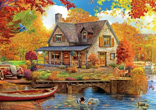 Country Life Autumn Lake House puslespil 500 brikker