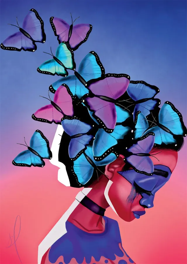 Buffalo Games Vivid Mariposas puslespil 300 store brikker
