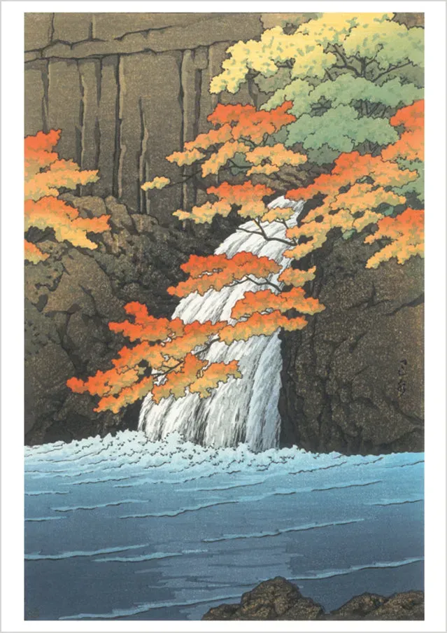 Pomegranate Kawase Hasui Senju Waterfall enkeltkort
