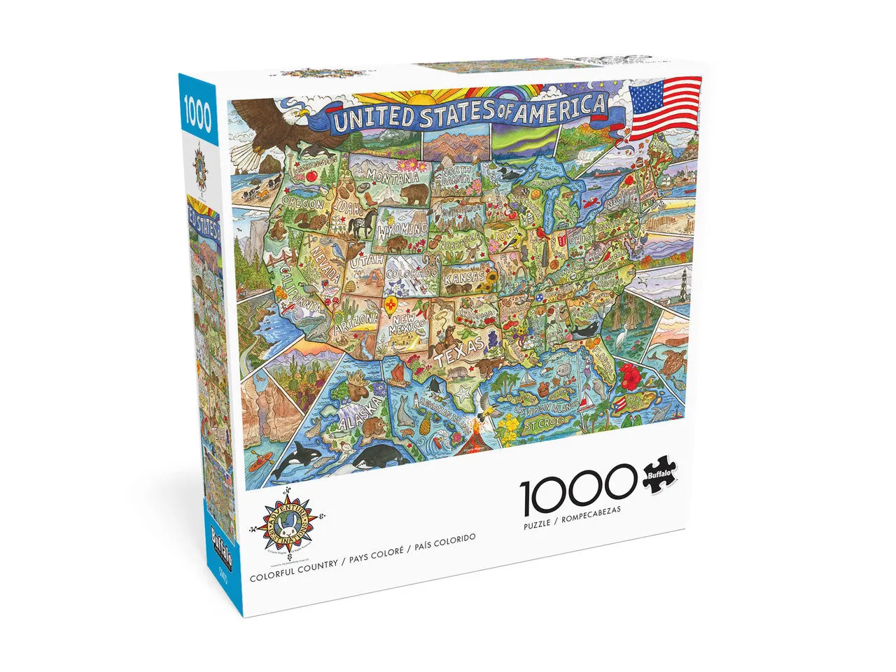Buffalo Games Colorful Country puslespil 1000 brikker USA-kort