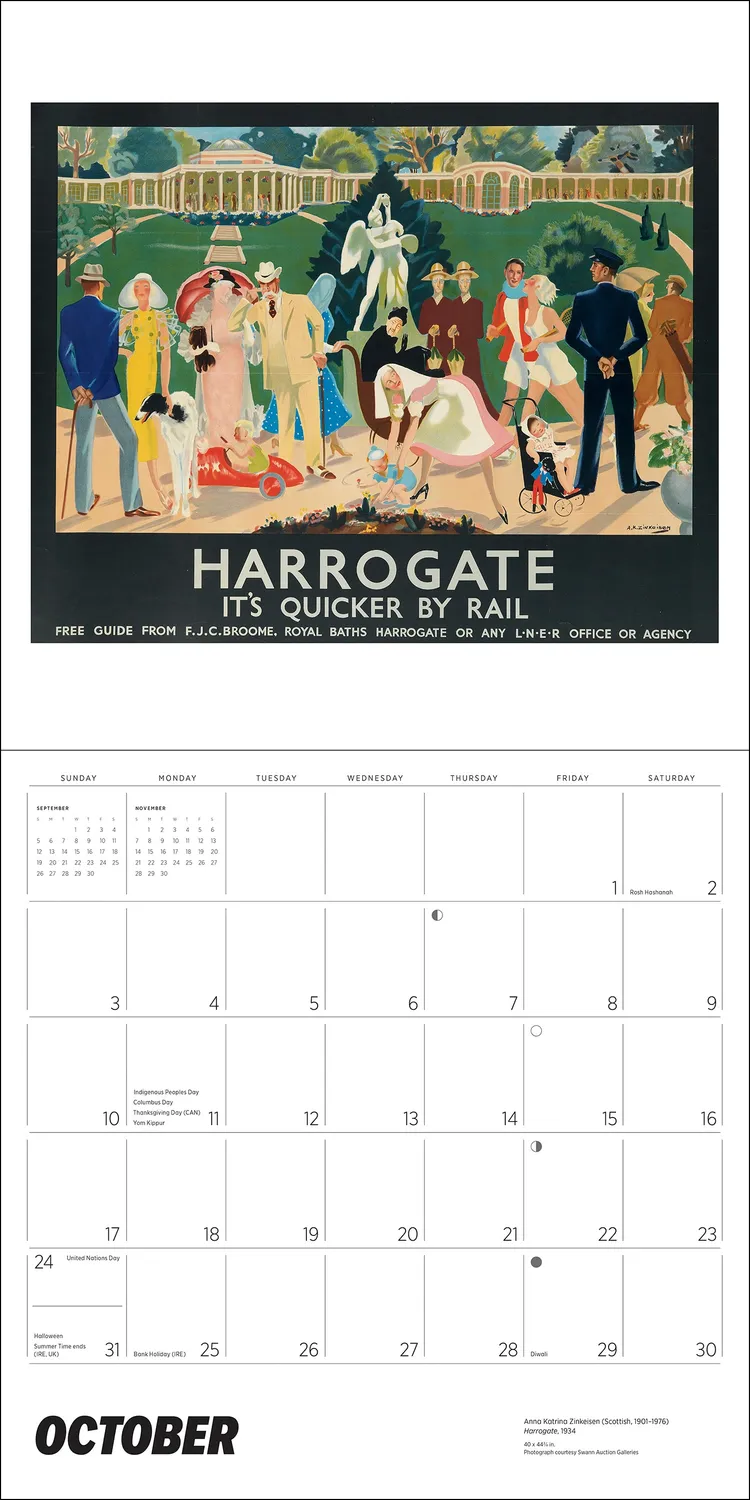 Pomegranate England by Rail vintage vægkalender 2027
