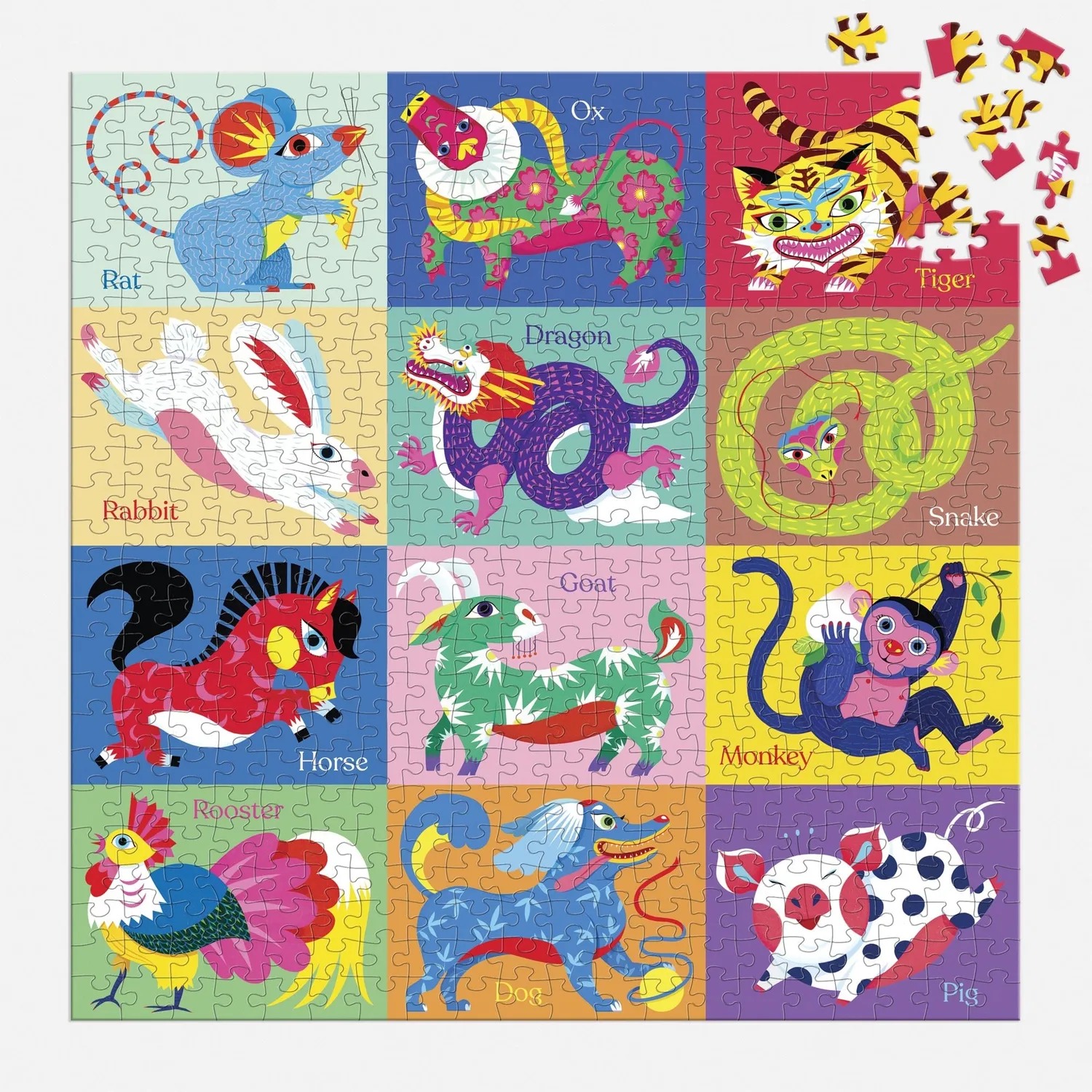 Mudpuppy Chinese Zodiac puslespil 500 brikker dyr