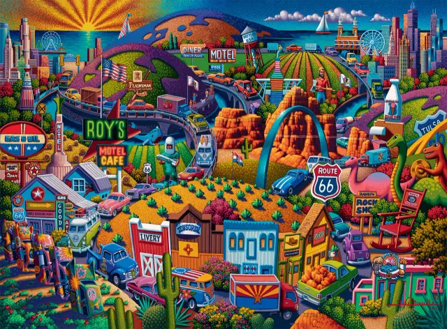 Buffalo Games Eric Dowdle Get Your Kicks on Route 66 puslespil 1000 brikker