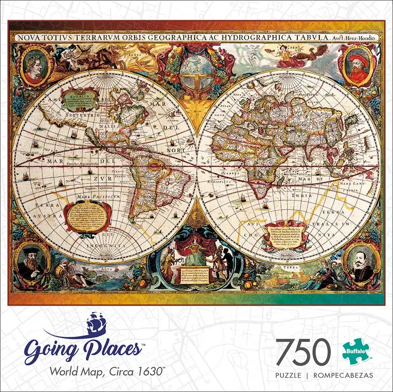 Buffalo Games Going Places World Map puslespil 750 brikker kort
