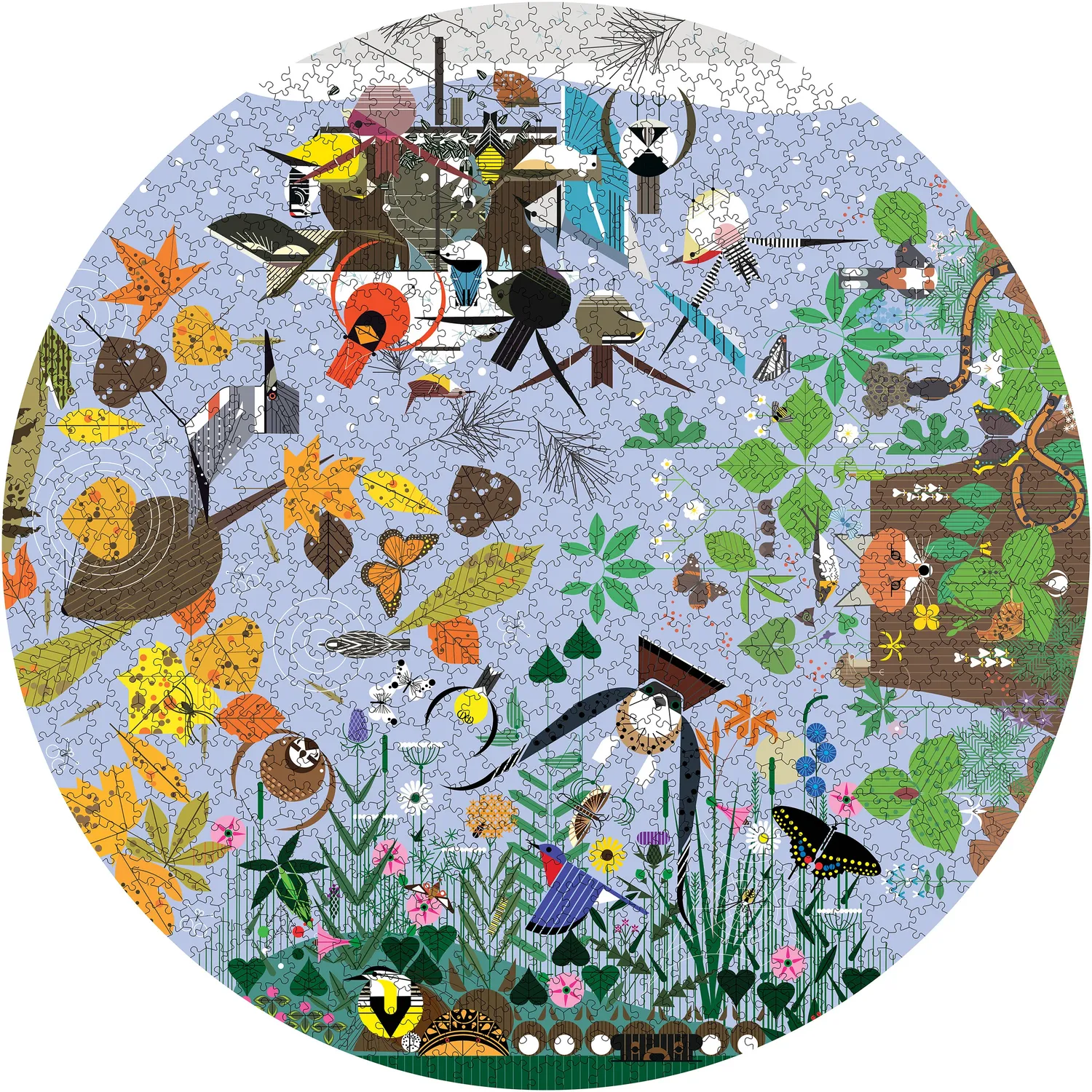 Pomegranate Charley Harper Seasons puslespil 1000 rund