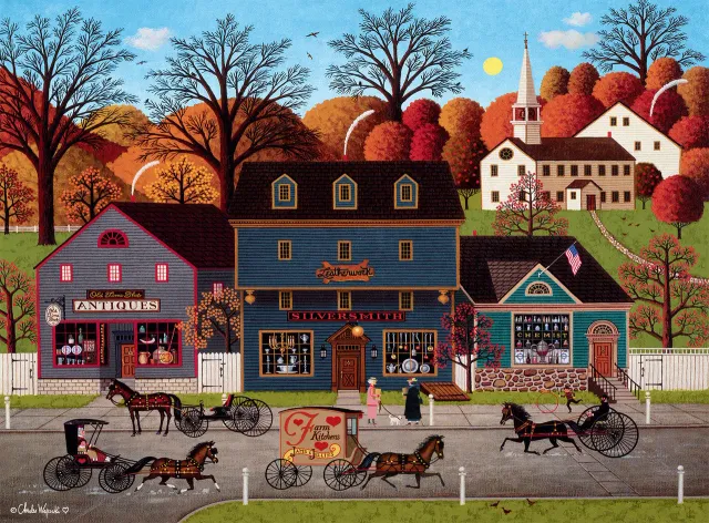 Good Puzzle Co. Valley Farm Street puslespil 1000 brikker byliv