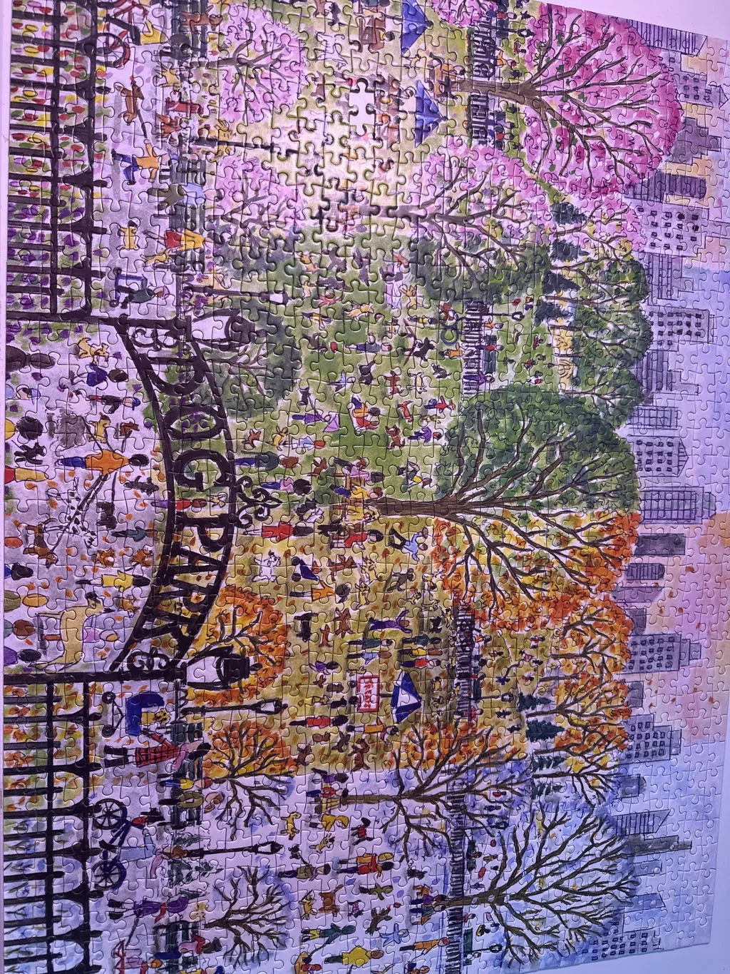 Good Puzzle Co. Storrings Dog Park Four Seasons puslespil 1000 brikker