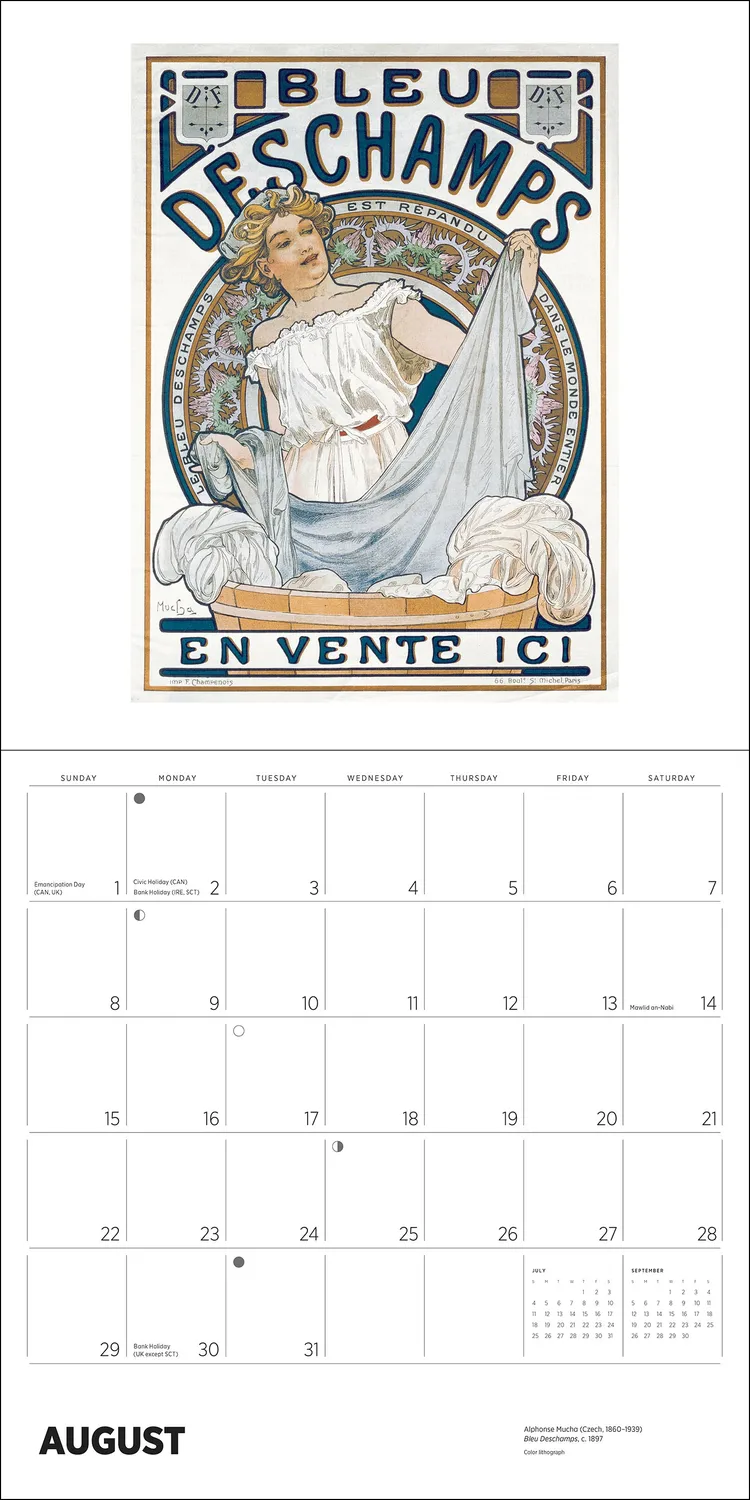 Pomegranate Alphonse Mucha 2027 vægkalender art nouveau