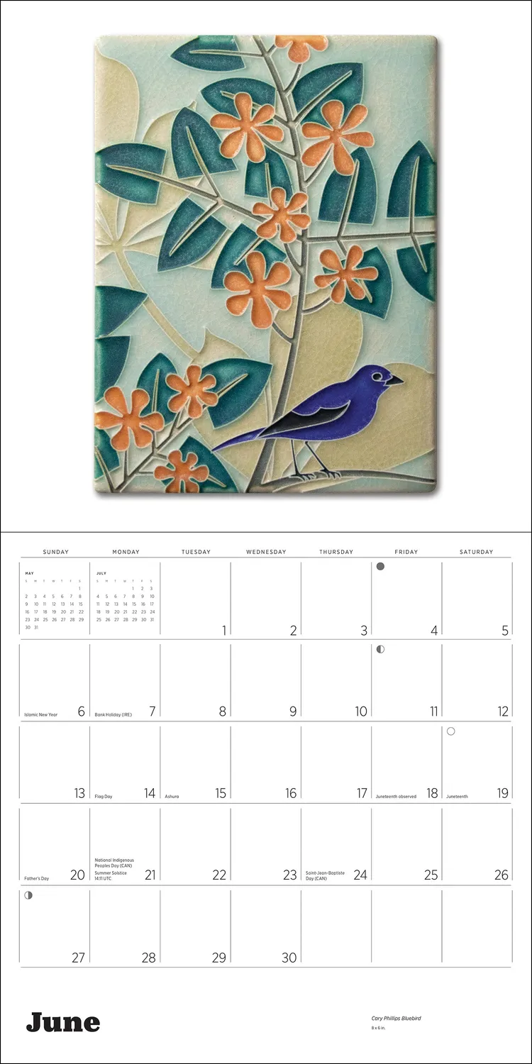 Pomegranate Arts Crafts Tiles Motawi vægkalender 2027 kakler