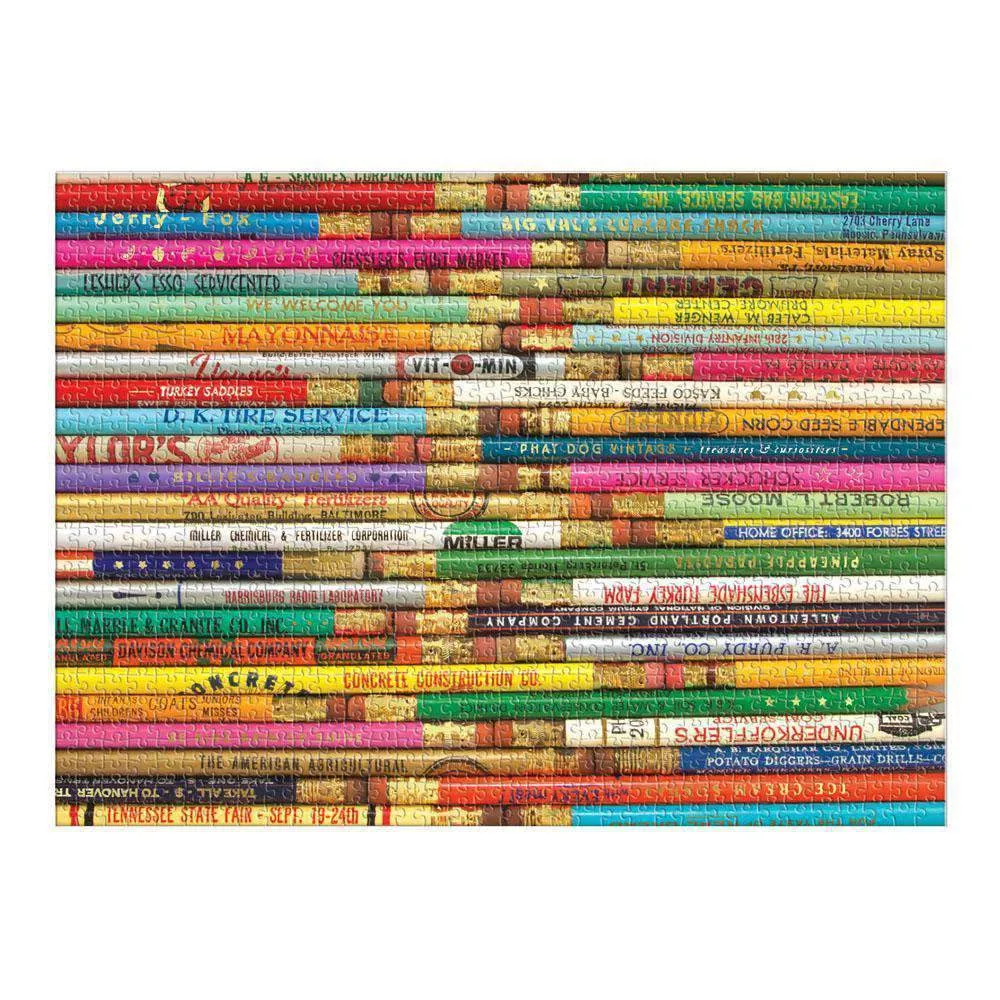 Galison Phat Dog Vintage Pencils 1000 puslespil folie 1000 brikker