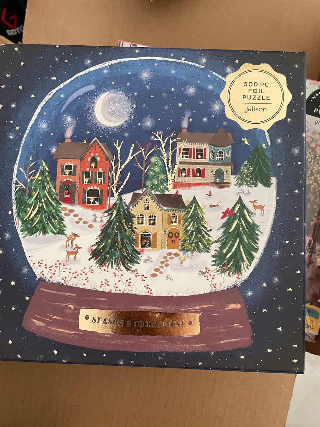 Galison Winter Lights 500 puslespil med folie juleby