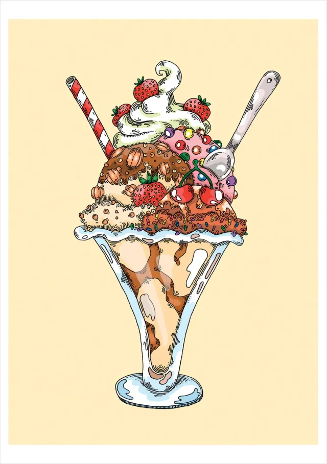 Pomegranate Janelle Dimmett Ice Cream Sundae fødselsdagskort
