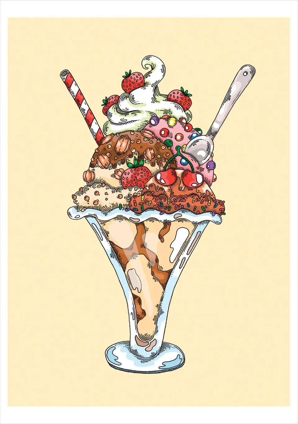 Pomegranate Janelle Dimmett Ice Cream Sundae fødselsdagskort