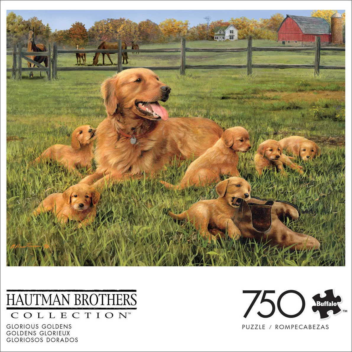 Buffalo Games Dog Days Glorious Goldens puslespil 750 brikker hunde