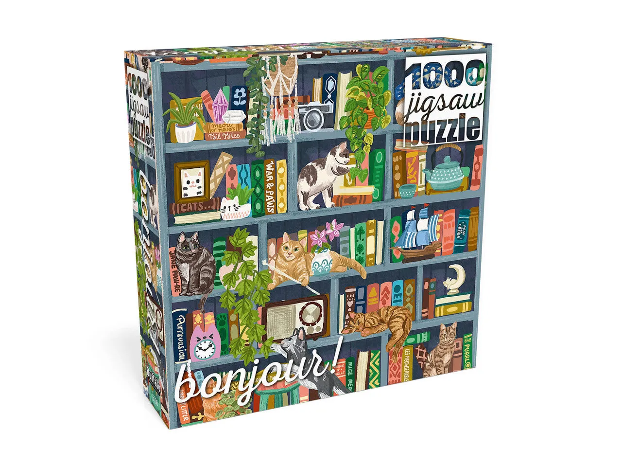 Buffalo Games Bonjour Cats at Home Library puslespil 1000 katte