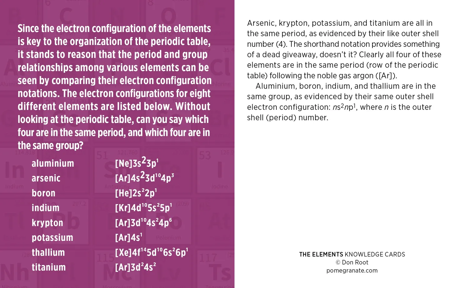 Pomegranate Knowledge Cards The Elements quizkort 48 kemi