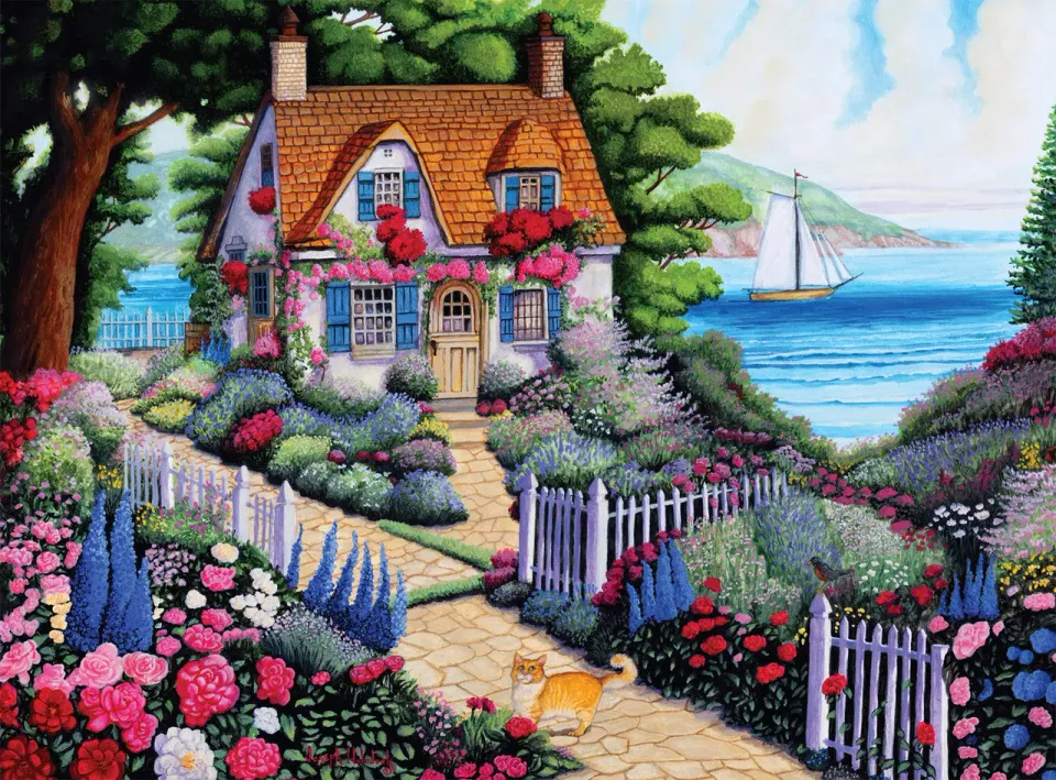 Buffalo Games Seaside Cottage Garden puslespil 1000 brikker