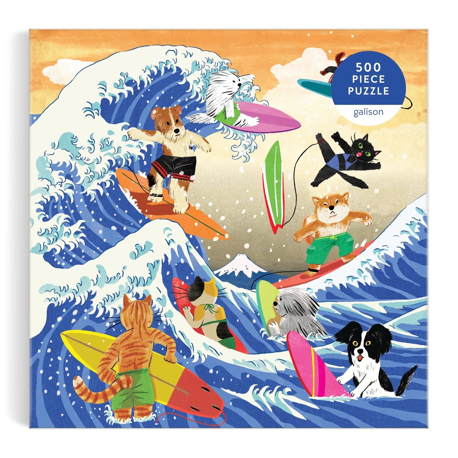 Galison The Great Surf 500 puslespil med surfende dyr
